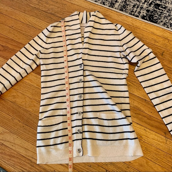 Small TALL Black & Ivory Cashmere Blend Cardigan - Picture 8 of 11